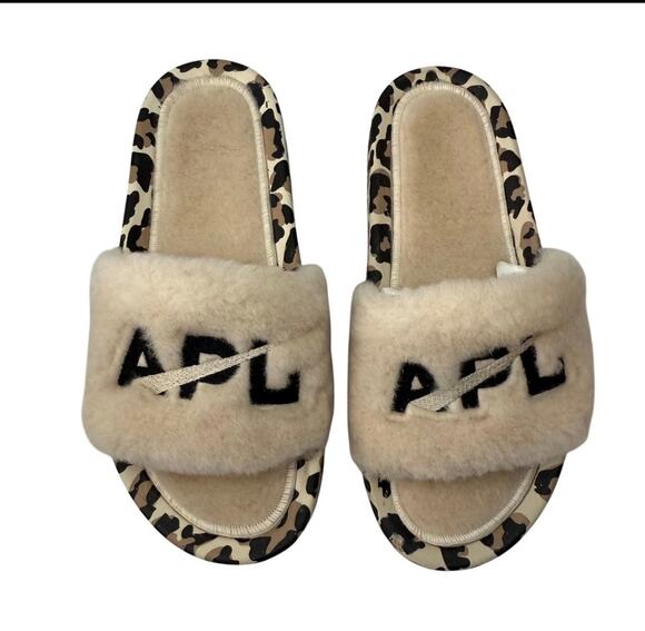APL Shoes - New Women’s APL shearling slides sandals parchment leaopard